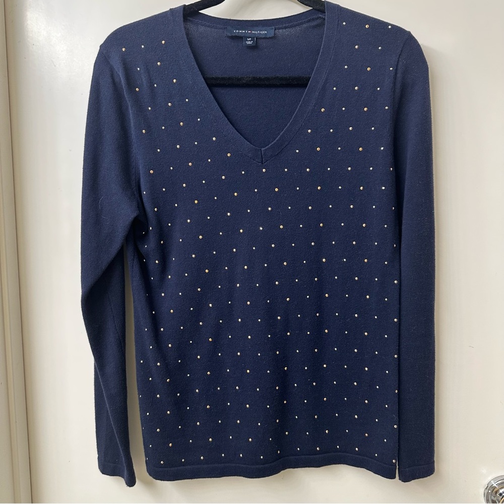 Tommy Hilfiger Dark Blue/Navy Knit Studded Sweater